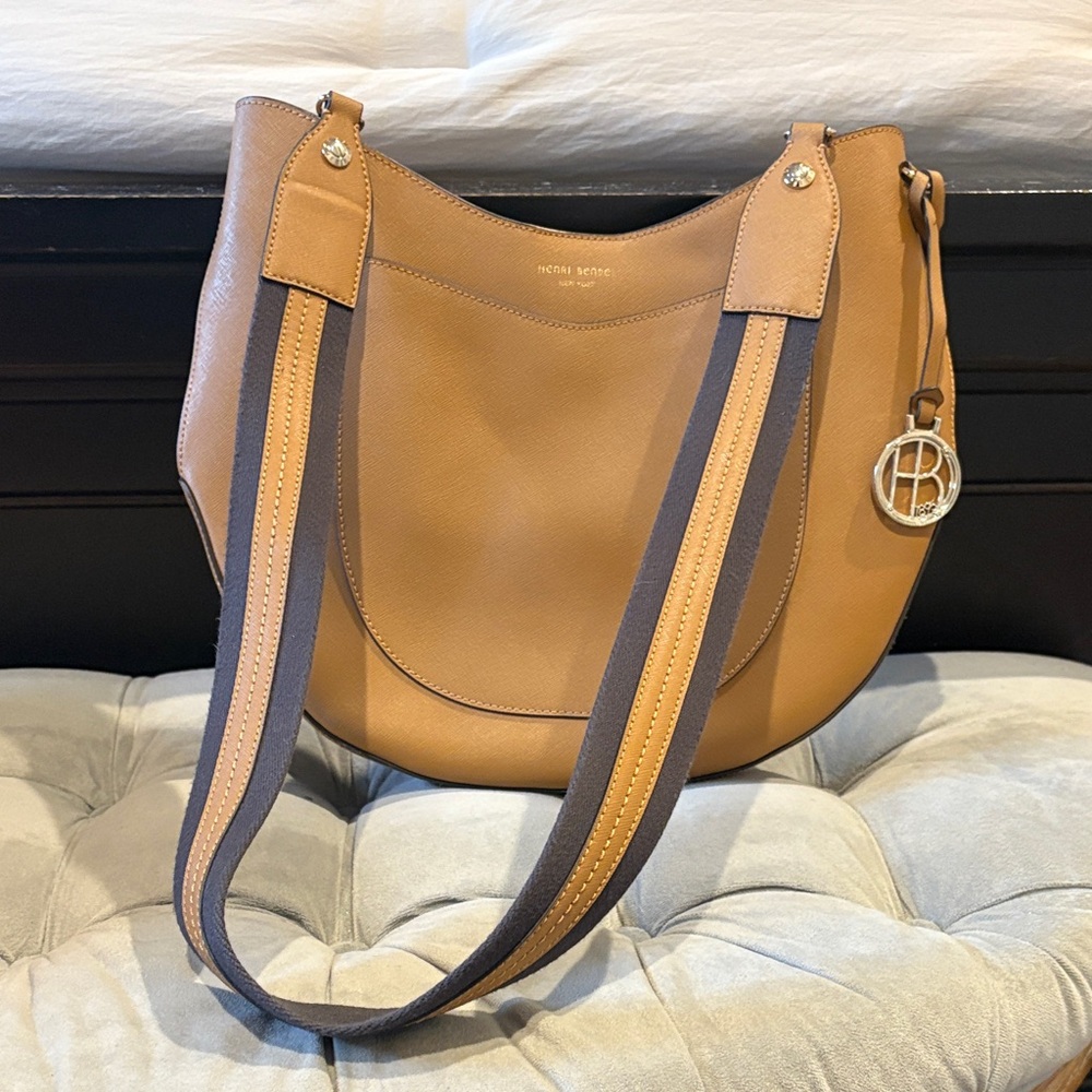 Henri Bendel Tan Saffiano Leather Crossbody Bag